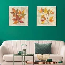 Discount November Leaves Framed Canvas Art Print, Set of 2 Fall