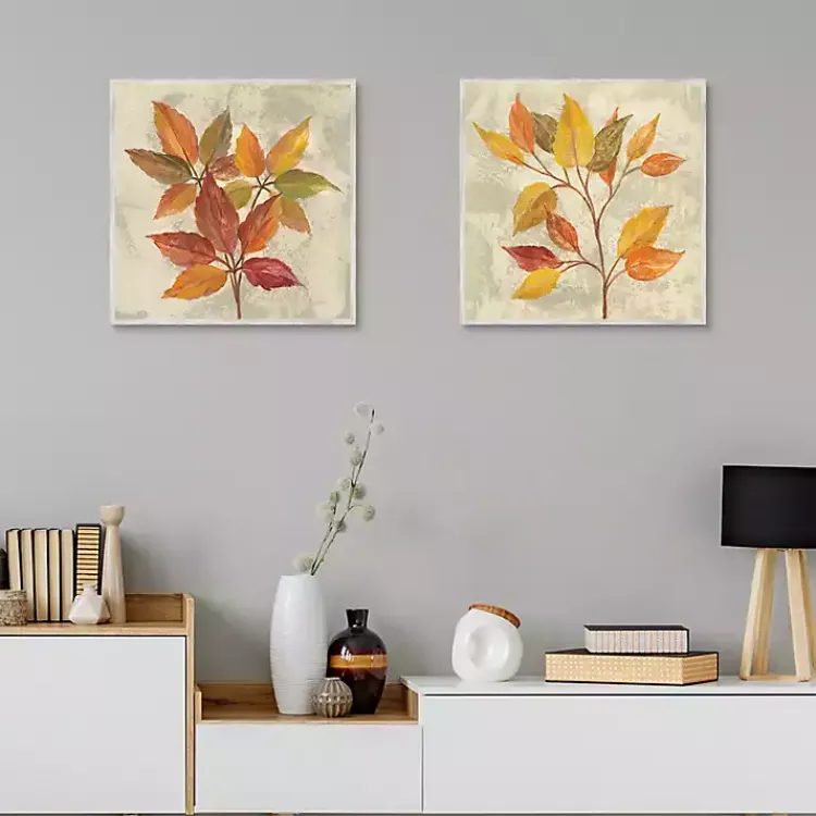 Discount November Leaves Framed Canvas Art Print, Set of 2 Fall