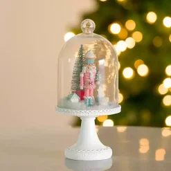 Clearance Nutcracker and Candy Glass Cloche Christmas Decorations