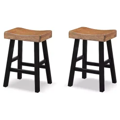 Kirklands Home Bar Stools & Counter Height Stools|Oak Wood Backless Cooper Counter Stools, Set of 2 Brown