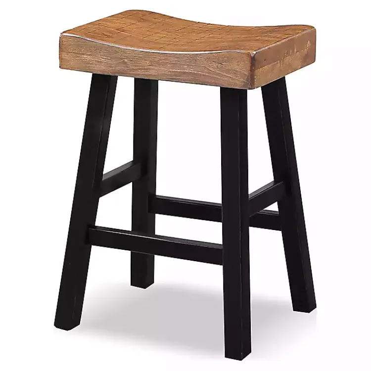 Kirklands Home Bar Stools & Counter Height Stools|Oak Wood Backless Cooper Counter Stools, Set of 2 Brown