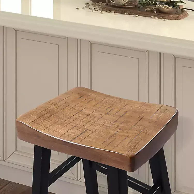 Kirklands Home Bar Stools & Counter Height Stools|Oak Wood Backless Cooper Bar Stools, Set of 2 Brown