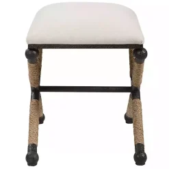 Kirklands Home Benches & Ottomans|Oatmeal Upholstered Wrapped Rope Frame Bench Ivory