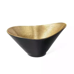 Oblong Black and Gold Bowl, 11 in Decorative Bowls & Jars
