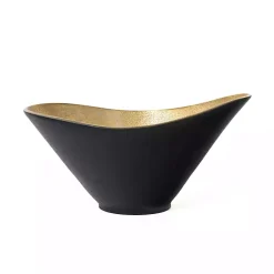 Oblong Black and Gold Bowl, 11 in Decorative Bowls & Jars