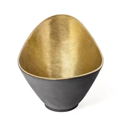 Discount Oblong Black and Gold Bowl, 15 in Decorative Bowls & Jars