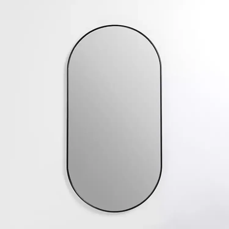 Kirklands Home Framed Mirrors|Oblong Black Nouveau Linear Wall Mirror