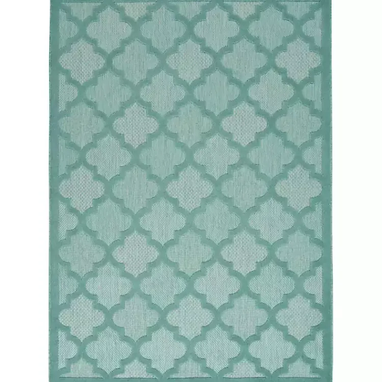 Kirklands Home Outdoor Rugs|Ocean Aqua Trellis Outdoor Area Rug, 4x6 Blue