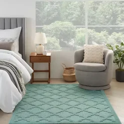 Kirklands Home Outdoor Rugs|Ocean Aqua Trellis Outdoor Area Rug, 4x6 Blue