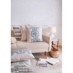 Discount Ocean Blue Geometric Stripe Pillow Pillows