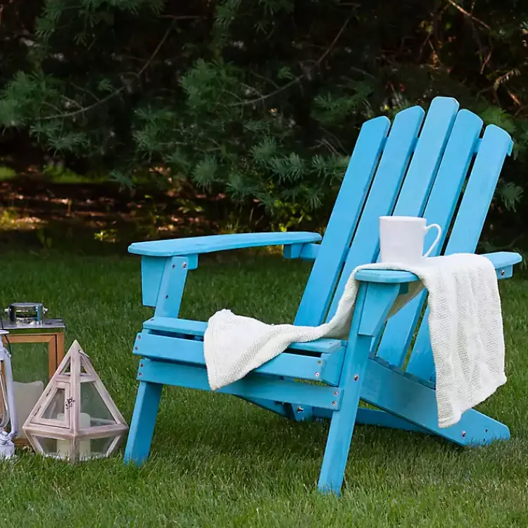 Kirklands Home Outdoor Seating|Ocean Outdoor Folding Adirondack Chair Blue
