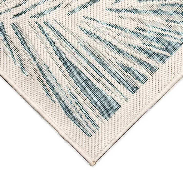 Kirklands Home Outdoor Rugs|Ocean Blue Palm Leaves Outdoor Area Rug, 7x9