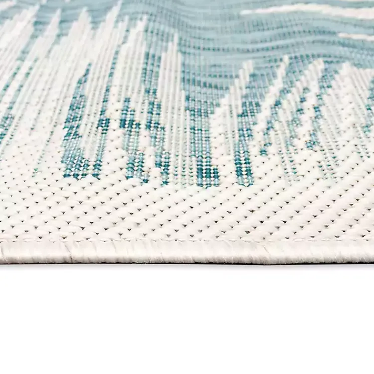 Kirklands Home Outdoor Rugs|Ocean Blue Palm Leaves Outdoor Area Rug, 7x9