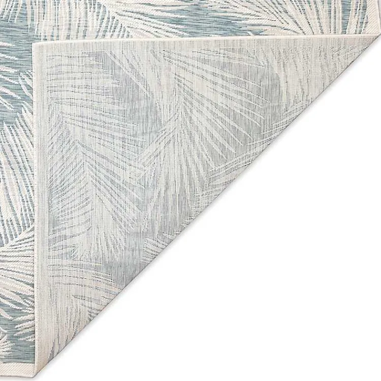 Kirklands Home Outdoor Rugs|Ocean Blue Palm Leaves Outdoor Area Rug, 7x9