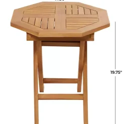 Kirklands Home Outdoor Tables|Octagonal Wood Slatted Outdoor Accent Table Brown
