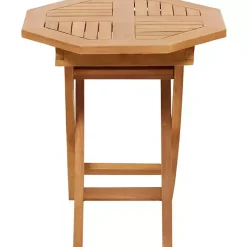 Kirklands Home Outdoor Tables|Octagonal Wood Slatted Outdoor Accent Table Brown