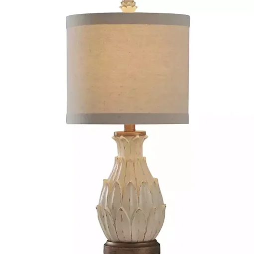 Kirklands Home Table Lamps|Off Beige Distressed Artichoke Table Lamp White