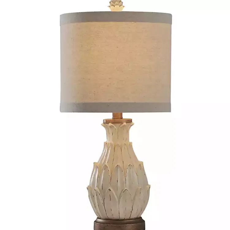 Kirklands Home Table Lamps|Off Beige Distressed Artichoke Table Lamp White