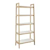 Kirklands Home Bookshelves|Off White Wood Shelves with Natural Frame Bookcase