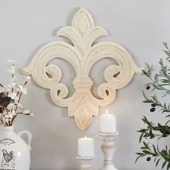 Kirklands Home Wall Plaques|Off-White Distressed Fleur De Lis Wall Decoration Ivory