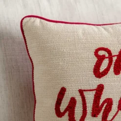 Hot Oh What Fun Embroidered Pillow Pillows