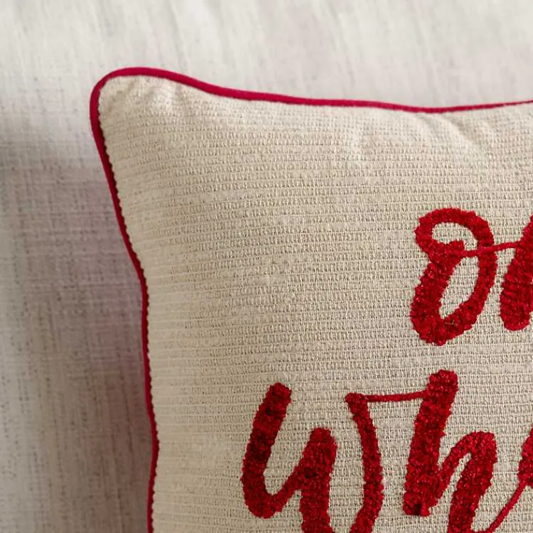 Hot Oh What Fun Embroidered Pillow Pillows