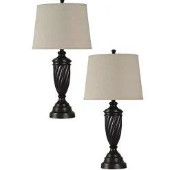 Kirklands Home Table Lamps|Oiled Bronze Twisted Urn Table Lamps, Set of 2 Tan