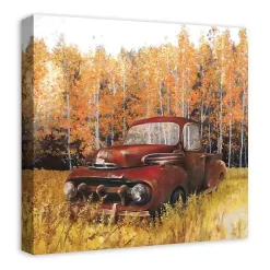Hot Old Truck in a Fall Field Canvas Art Print Fall