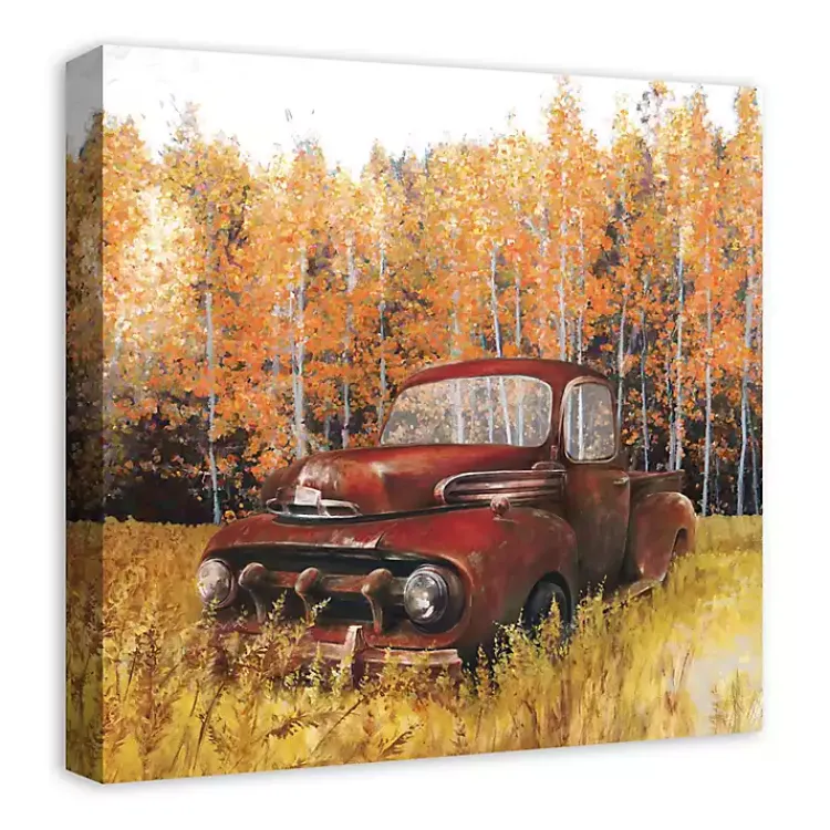 Hot Old Truck in a Fall Field Canvas Art Print Fall
