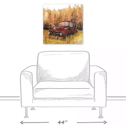 Hot Old Truck in a Fall Field Canvas Art Print Fall