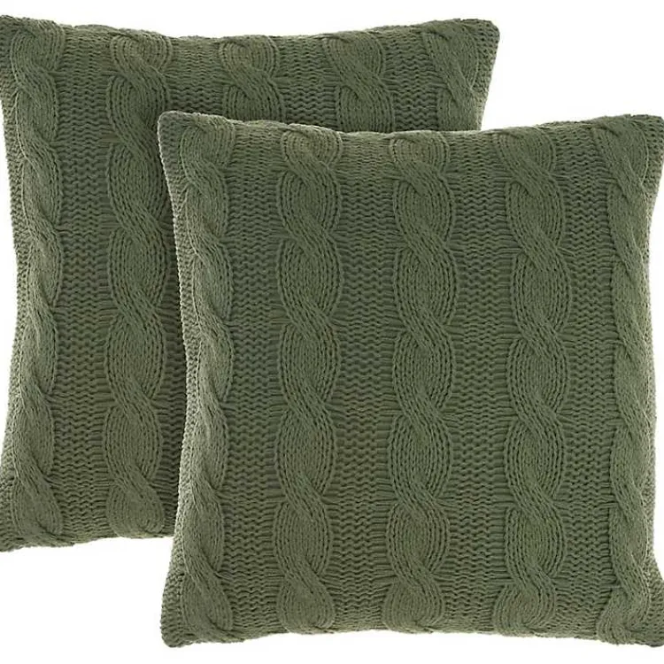 Online Olive Cable Knit Throw Pillows, Set of 2 Pillows