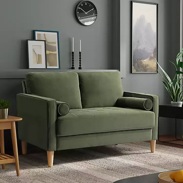 Kirklands Home Sofas & Loveseats|Olive Chelsea Modern Loveseat Green