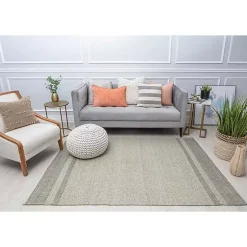 Kirklands Home Area Rugs|Olive Striped Border Area Rug Green