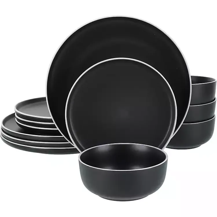 Kirklands Home Dinnerware|Onyx Eliza 12-pc. Dinnerware Set Black