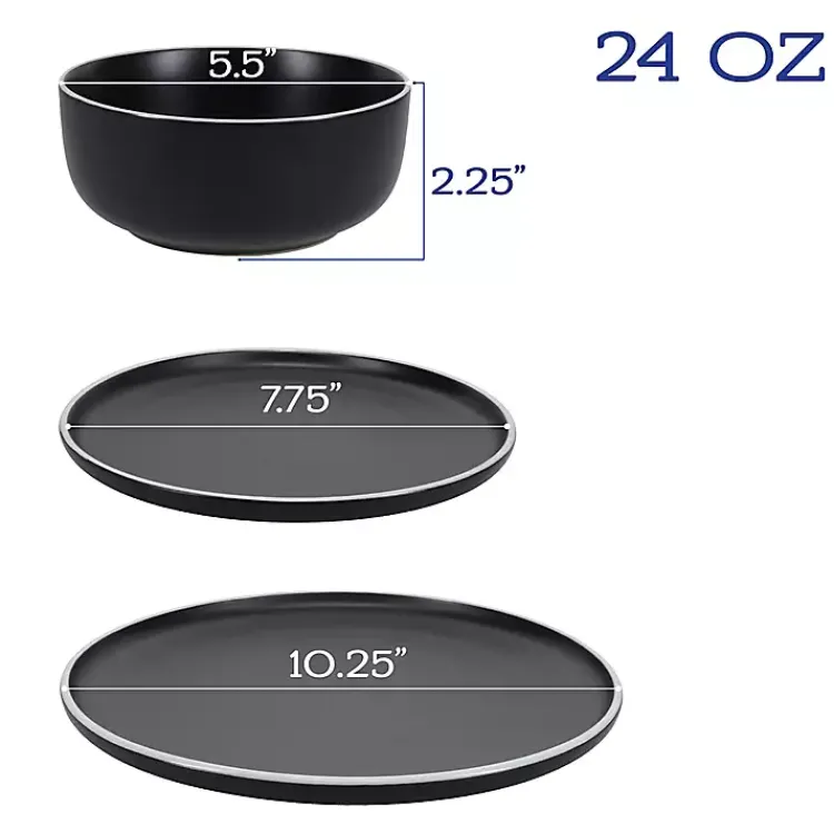 Kirklands Home Dinnerware|Onyx Eliza 12-pc. Dinnerware Set Black