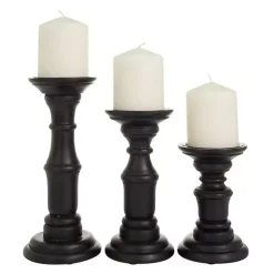 Outlet Onyx Turned Wood 3-pc. Candle Holder Set Candle Holders