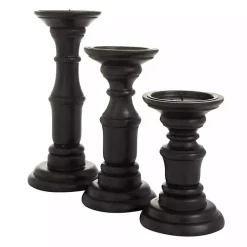 Outlet Onyx Turned Wood 3-pc. Candle Holder Set Candle Holders