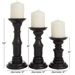 Outlet Onyx Turned Wood 3-pc. Candle Holder Set Candle Holders