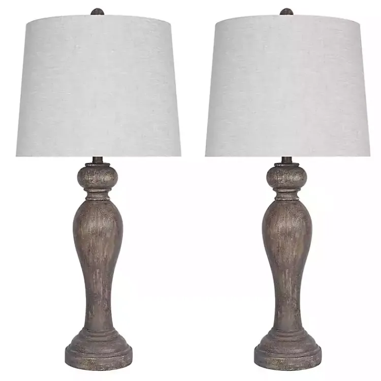 Kirklands Home Table Lamps|Opal Rustic Wood Table Lamps, Set of 2 Gray
