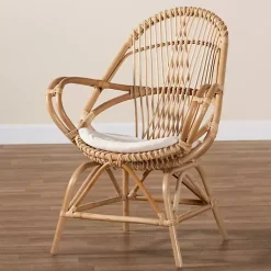 Kirklands Home Accent Chairs|Open Woven Rattan Accent Chair White