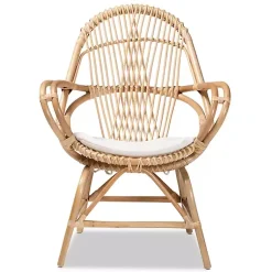Kirklands Home Accent Chairs|Open Woven Rattan Accent Chair White