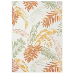 Kirklands Home Outdoor Rugs|Orange & Green Palms Reversible Outdoor Rug, 5x7
