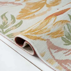 Kirklands Home Outdoor Rugs|Orange & Green Palms Reversible Outdoor Rug, 5x7