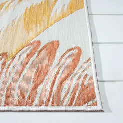 Kirklands Home Outdoor Rugs|Orange & Green Palms Reversible Outdoor Rug, 5x7