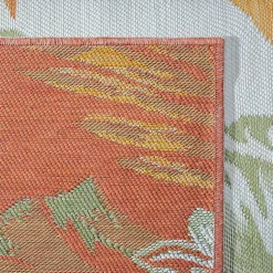 Kirklands Home Outdoor Rugs|Orange & Green Palms Reversible Outdoor Rug, 5x7