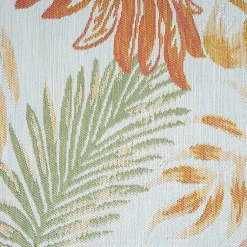Kirklands Home Outdoor Rugs|Orange & Green Palms Reversible Outdoor Rug, 5x7