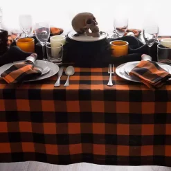 Discount Orange and Black Buffalo Check Tablecloth Halloween