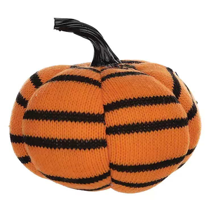 Outlet Orange and Black Striped Pumpkins, Set of 4 Halloween