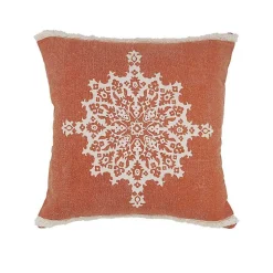 Clearance Orange and White Medallion Pillow Pillows