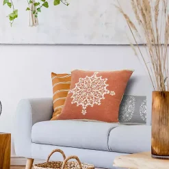 Clearance Orange and White Medallion Pillow Pillows